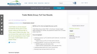 Trader Media Group: Full Year Results | Business Wire