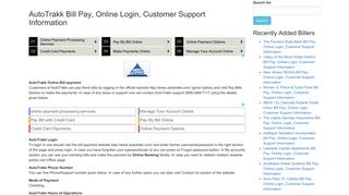 AutoTrakk Bill Pay, Online Login, Customer Support Information