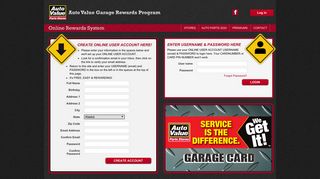 Logon - Auto Value Garage Online Rewards System