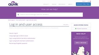 Log in and user access – Auvik Support