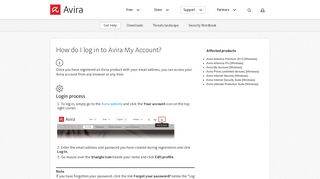 How do I log in to Avira My Account?
