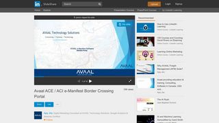 Avaal ACE / ACI e-Manifest Border Crossing Portal - SlideShare