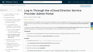 Log In Through the vCloud Director Service Provider Admin Portal