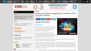 Avalara CertCapture recognized as a Finalist for 2013 Innovation ...