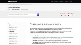 Bitdefender's Auto-Renewal Service