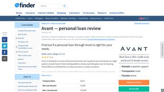 Avant — personal loan review January 2019 | finder.com