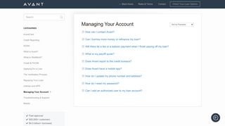 Managing Your Account - Avant Support