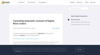 Canceling automatic renewal of Digital River orders | Official Avast ...