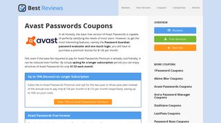 Avast Passwords Coupons, Discounts & Promo Codes - Best Reviews