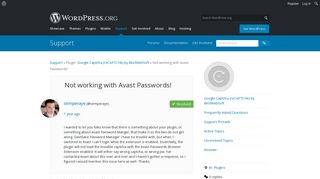 Not working with Avast Passwords! | WordPress.org