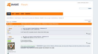 Error on Login in Avast Antivirus - Windows 10 - Avast Forum
