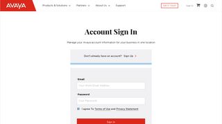 Account Sign In Page - Avaya