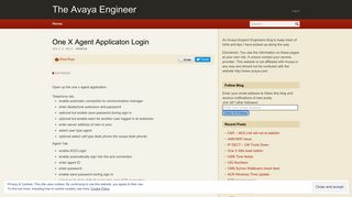 One X Agent Applicaton Login – The Avaya Engineer