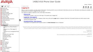 1408/1416 Phone User Guide > Logging In - Avaya