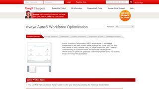 Avaya Support - Products - Avaya Aura® Workforce Optimization