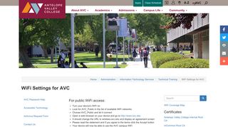 WiFi Settings for AVC | Antelope Valley College