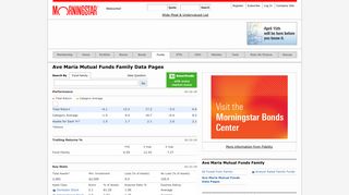 Ave Maria Mutual Funds Family Data Pages