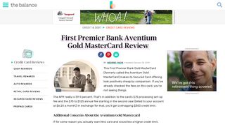 First Premier Bank Aventium Gold MasterCard Review - The Balance