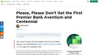 Please, Please Don't Get the First Premier Bank Aventium and ...