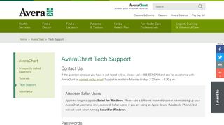AveraChart Tech Support - Avera Health