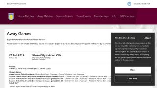 Away Tickets - Buy Tickets: Aston Villa Ticketing - avfc