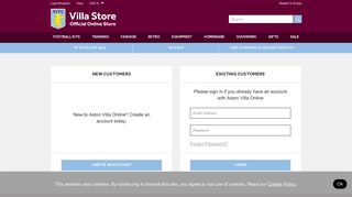 Login/Register - Aston Villa Football Club Online Store - avfc