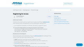 Registering for Access – Aviall Support Center