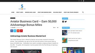 Aviator Business Card - Earn 50,000 AAdvantage Bonus Miles ...
