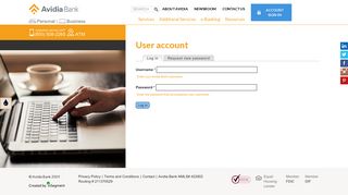 User account | Avidia Bank