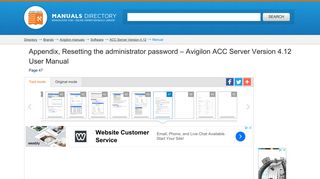 Appendix, Resetting the administrator password | Avigilon ACC Server ...