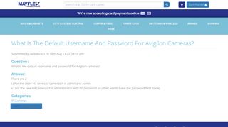 What is the default username and password for Avigilon cameras ...