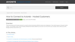 How to Connect to Avionté - Hosted Customers – Support Center