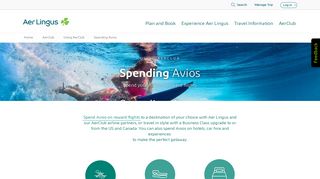 Spending Avios - Aer Lingus