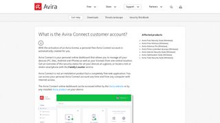 What is the Avira Connect customer account?