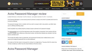 Avira Password Manager review - gHacks Tech News