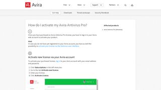 How do I activate my Avira Antivirus Pro?
