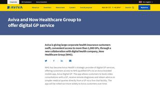 Aviva and Now Healthcare Group to offer digital GP service - Aviva plc