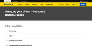 Managing your shares - frequently asked questions - Aviva plc
