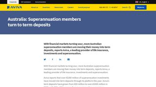 Australia: Superannuation members turn to term deposits - Aviva plc