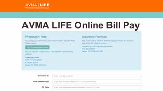 AVMA LIFE Online Bill Pay