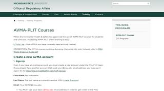 AVMA-PLIT Courses | Office of Regulatory Affairs | Michigan State ...