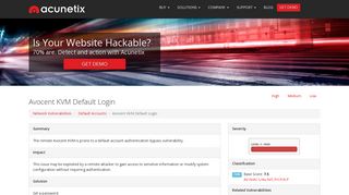 Avocent KVM Default Login Network Vulnerability - Acunetix