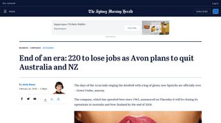 End of an era: 220 to lose jobs as Avon plans to quit Australia and NZ