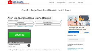Avon Co-operative Bank Log In Page - Access My Accounts Login - All ...