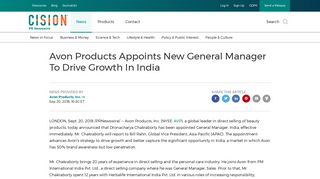 Avon Products Appoints New General Manager To Drive Growth In India