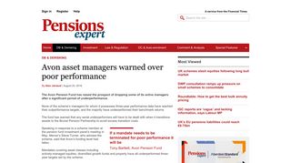 Avon asset managers warned over poor performance - Pensions Expert
