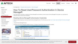 How To Reset User/Password Authentication In ... - AVTECH.com