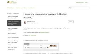 I forgot my username or password (Student account)? - EdPlace Support