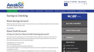 Savings & Checking - Awakon Federal Credit Union