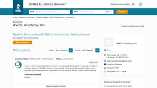 AWOL Academy, Inc | Complaints | Better Business Bureau® Profile